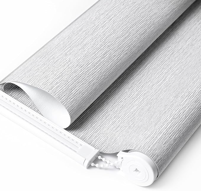 ALLBRIGHT 100% Blackout Roller Blinds Woven Shades with Striped Jacquard, Cordless Window Shades, UV Protection Fabric, Easy-Install for Indoor Home & Office, Grey Old, 38" W x 72" H