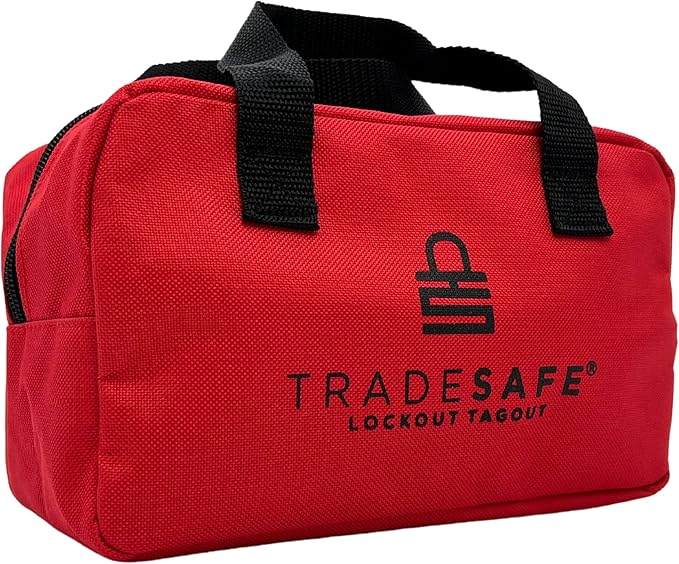TRADESAFE Lockout Tagout Bag for Loto Devices - Polyester Canvas Lock Out Tag Out Kit, Heavy Duty Lockout Bag with Handles, 9-3/8 x 5-1/2 x 4-5/16 inches