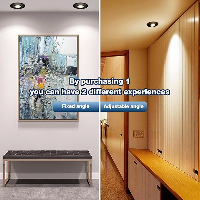 Sublimation Black 4 Packs 3 Inch led recessed Light 10w,3 Colors Adjustable 3000K/4000K/5000K,Waterproof recessed Lights for Shower,Suitable for Bathroom,Parlor,Bedroom,Kitchen,Balcony