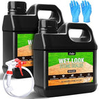 Wet Look Stone Sealer - 64oz High Gloss Paver Sealer Stone Color Enhancer Concrete Sealer with Long-Lasting Gloss Protection, Stain Proof for Interior and Exterior Slate, Driveway, Floor, Standsotne