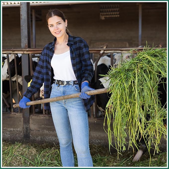 Lasnten Manure Fork Replacement Head, 18 Tines Pitchfork Head with Screws and Nuts, Horse Manure Rake for Picking up Grass and Hay(Army Green,2 Pcs)