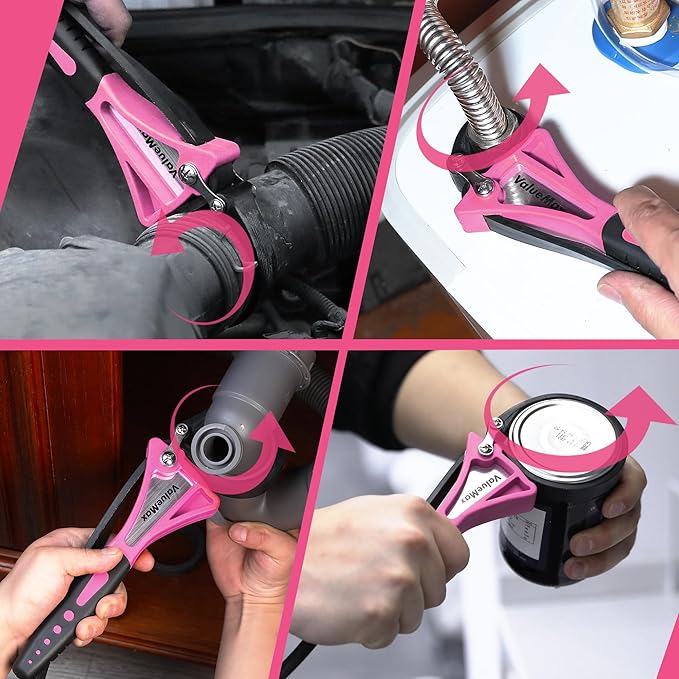ValueMax 2-piece Strap Wrench Set, Adjustable Oil Filter Wrench with Max Diameter 4" (Small) and 6"(Large), Jar Opener, Pipe, Plumbing, Purple
