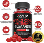 Apple Cider Vinegar Gummies - 1000mg - Formulated to Support Normal Energy Levels & Gut Health - Supports Digestion, Detox & Cleansing - ACV Gummies W/VIT B12, Beetroot (60 Gummies)