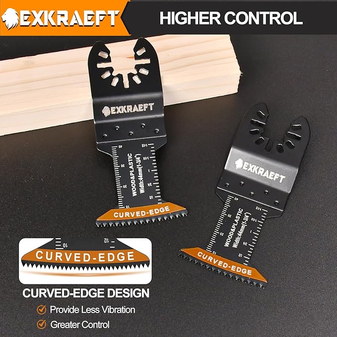 50PCS Curved-Edge Oscillating Tool Blade, Titanium multitool blades for Metal, Wood, Plastic, Professional Universal oscillating saw blades Fit Dewalt Milwaukee Ryobi Rockwell Fein