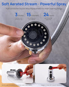 J-HVA Pull Down Kitchen Faucet Sprayer Head Replacement Part with 15 Connectors, 3 Function Pull Out Sink Sprayer Replacement Nozzle, Kitchen Faucet Head Hose Spray Tap Spout, Chrome