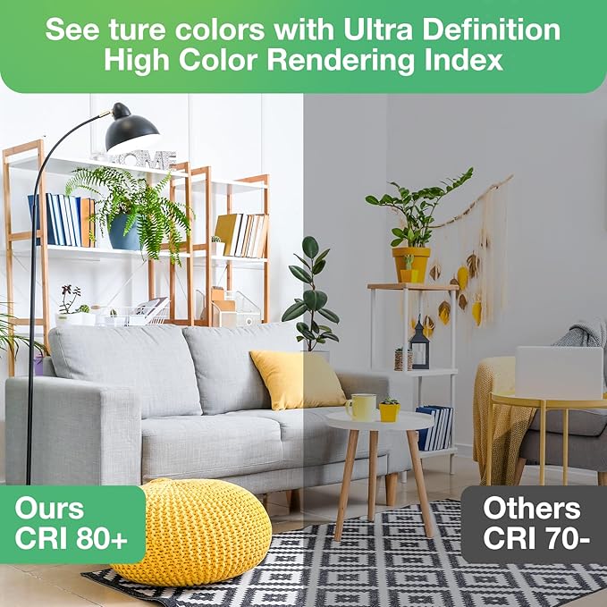 A19 Light Bulbs, 60 Watt Equivalent LED Bulb, 2700K Soft White, Non-Dimmable, E26 Base, CRI 80+, 15000 Hours, 800Lumen Light Bulb for Bedroom Living Room, 12 Pack