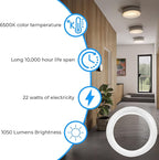 T9 Round Fluorescent Circline Lamp 22 Watts - G10Q 4-Pin Base - Ceiling Light Bulb with 6500K Daylight – 1050 Lumens