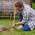 Berry&Bird Gardening Hand Fork, 22.6 Inches Long Handled Stainless Steel Weed Fork, Traditional Garden Hand Fork Tool with Ergonomic Ash Wood Handle for Weeding, Digging, Planting and Cultivating