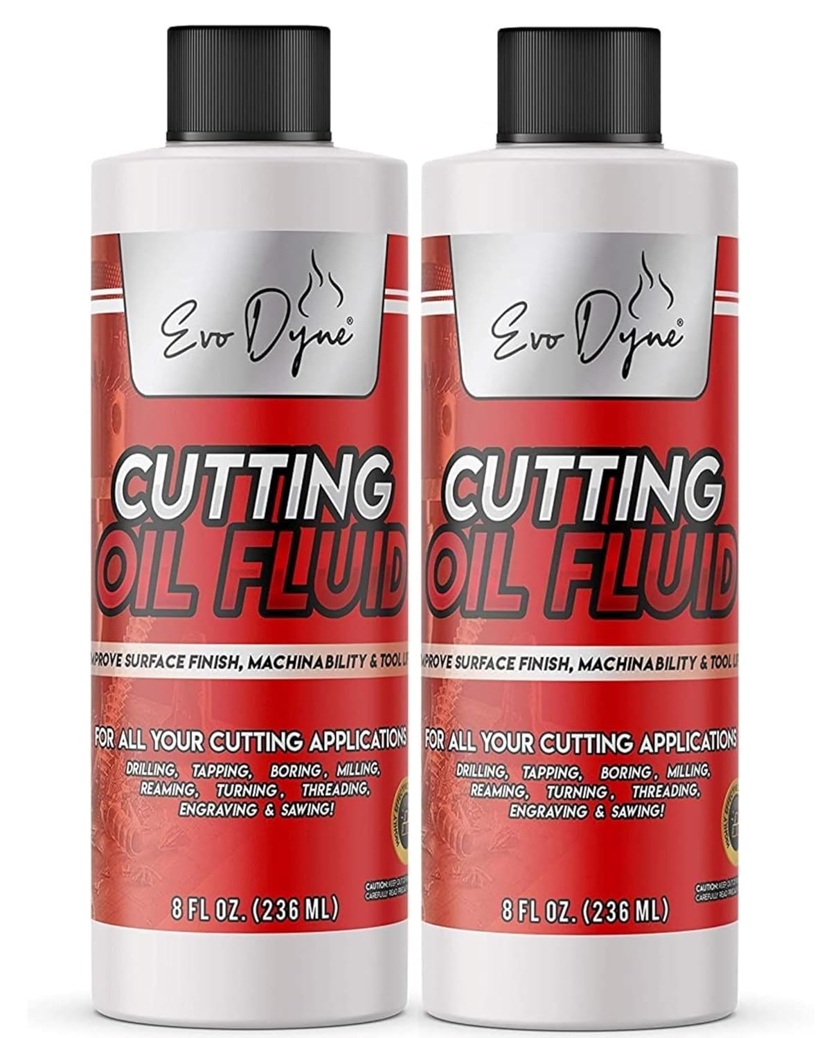 2-Pack Evo Dyne Cutting Oil Fluid (8oz), Made in USA - Multipurpose - Cutting Oil for Drilling, Tapping, Milling - Machine Cutting Fluid | Safe on Metal & Glass