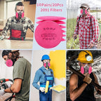 20Pcs/10Pairs 2091 Respirator Filters, High-Efficiency Dustproof Filter Cotton, 2091 Particulate Filter/Cartridges for 6200, 6502, 6800, 7502 etc Respirator, for Asbestos, Welding, Painting, Sanding