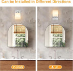 1 Light Modern Bathroom Light Fixtures Over Mirror, Chrome Vanity Lights for Bathroom Wall Sconces with Milky White Glass Shades, E26 Socket (Bulbs Not Included)