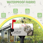 Happy Easter Mailbox Covers Magnetic Large Size 25.5 x 21 Inch Easter Cat with Bunny Ears Mailbox Cover Oversized Post Box Wraps Decorations for Spring Garden Yard