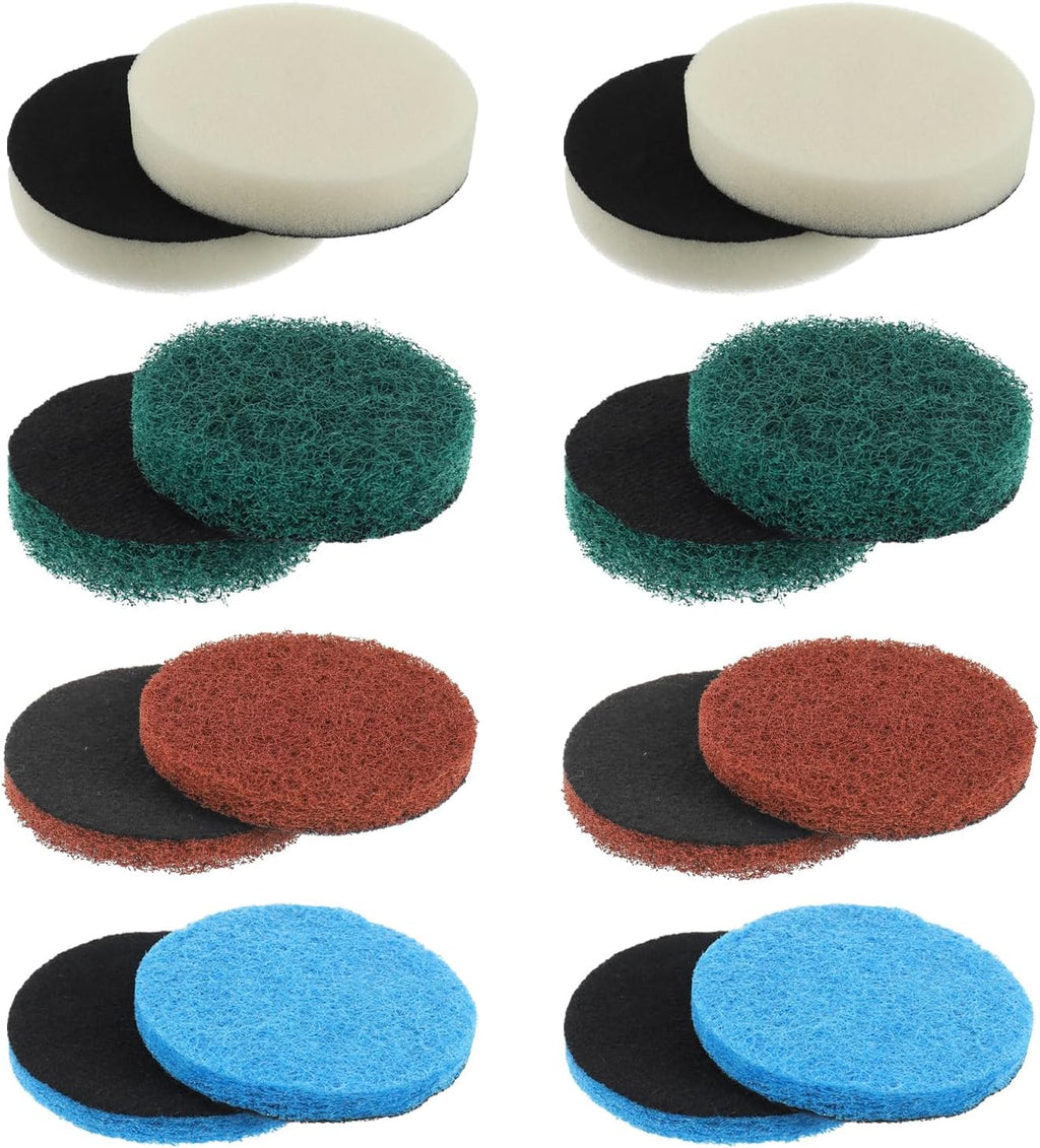 16pcs Electric Cleaning Brush Pad Set 4 Foam Pads 4 Kitchen Mats 4 Heavy Duty Pads 4 Microfibre Pads fit for Bosch Home/Garden 6033 Battery Cleaning Brush