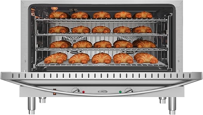 KoolMore 32 in. Commercial Countertop Convection Oven, Holds Full Size Pans, 4 Racks and 3500W of Power, 240V in Stainless-Steel, ETL Listed for Safety and Sanitation (KM-CTCO-44)