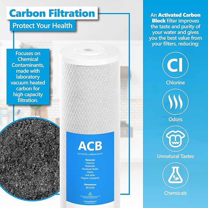 Express Water Whole House Iron & Manganese Water Filter Set – 3 Stage Water Filtration Replacement Kit – Sediment, Carbon Block, Iron & Manganese Reducing Filters – 5 Micron Water Filter 4.5 x 20 inch