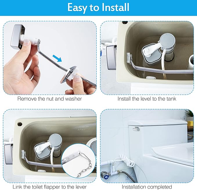 Meonum 2 Pack Toilet Flush Handle Replacement Kit, Toilet Trip Levers Side Mount Compatible with Kohler K-3722-0 Toilets/Kohler 85114-CP Trip Lever Kit, Polished Chrome