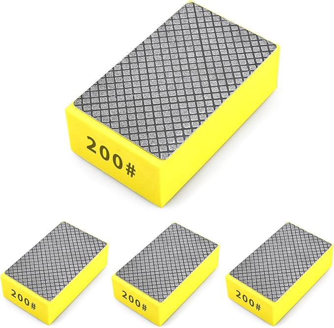 4pcs Diamond Hand Polishing Pads for Ceramic Tile Glass Grinding,Sanding Blocks Polishing 200#