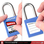 TRADESAFE Lockout Tagout Locks Set - 10 Blue Keyed Alike Padlocks, 2 Keys Per Lock, OSHA Compliant Loto Locks