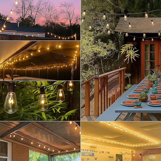 ST38 Edison Replacement Light Bulbs, 7W Clear Glass String Lights for Outdoor Patio Garden Wedding Decor, C7/E12 Screw Base, 10 Pack