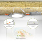 ASD 6 Pack LED Recessed Lighting 4 Inch 12W, 5 CCT 2700K-5000K CRI90+, IC Rated Ultra Thin Dimmable Ceiling Lights with J Box, Canless Wafer Downlight, Round Slim Panel Light, UL Listed, Nickel