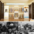 Unikito 8FT Closet System, 96 Inch Walk in Closets Organizer Kit with 4 Extendable Hanging Rods and Drawer, Adjustable Wood Garment Rack, Sturdy Closet Insert, Easy Assembly, Max Load 1000 LBS, White