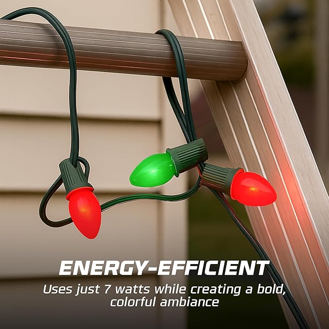 OHLECTRIC Night Light Bulbs (8 Pack – 4 Green & 4 Red), 7 Watt Mini Bulbs – E12 Candelabra Base, Non-Dimmable, 120V – C7 Night Light Lamp Replacement Bulb for Salt Lamps, Window Candles, Holiday Decor