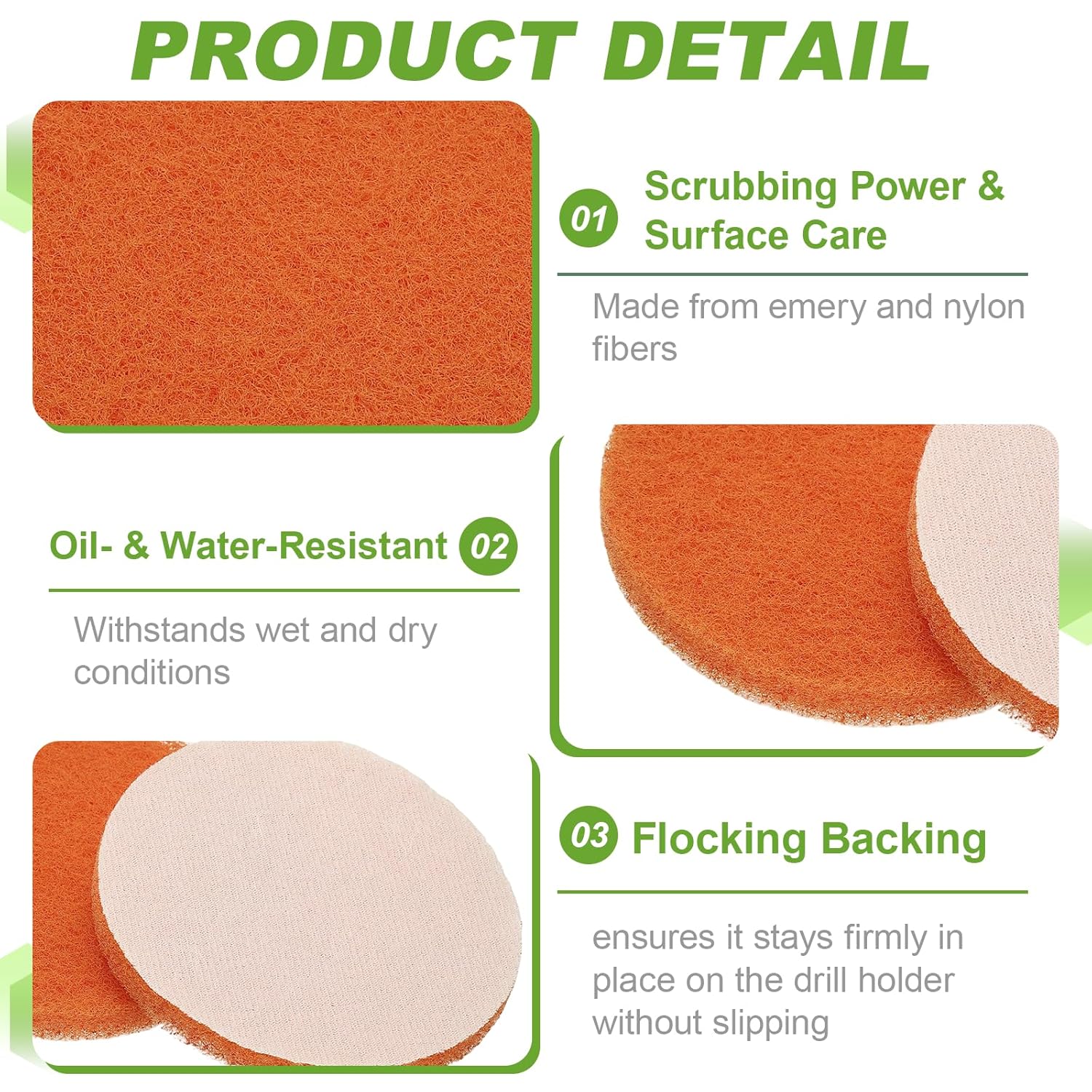 Power Scrub Pads, Scrubbing Pads 2000 Grits Scouring Discs - Fitting for (Home Kitchen Cleaning - Drill Attachment - Scrubber Replacement) 16 Pcs & 4 Inch & Orange