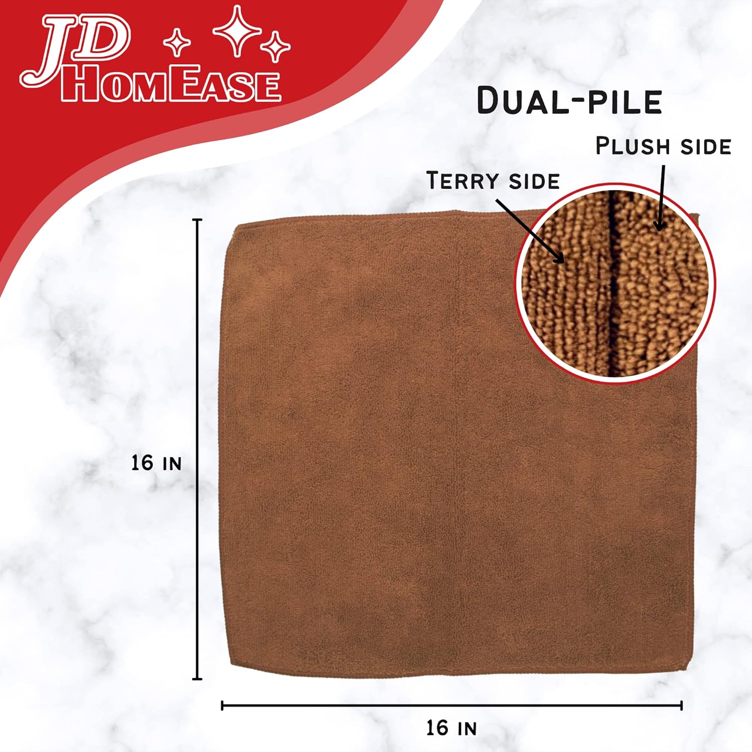 Microfiber Cleaning Cloths, 240 Pack, 16"x16", All-Purpose, Softer, Highly Absorbent, Lint-Free, Reusable, Washable Pro Towels, Brown, for House, Kitchen, Bathroom, Car, Office