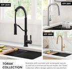 KRAUS Torak Pull Down Kitchen Faucet in Matte Black with 2 Function Sprayer, Pre-Attached Water Lines, and Mounting Hardware, KPF-2841MB