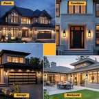 19" Dusk to Dawn Outdoor Lighting 2 Pack, Large Outdoor Wall Lights Dusk to Dawn, Black Sensor Porch Lights Exterior Lighting Fixtures Wall Mount for House Garage -with Gold Trim