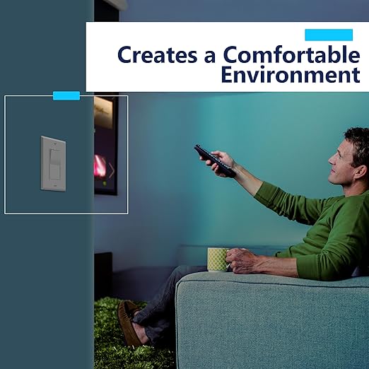 LIDER Dimmer Paddle Switch for Dimmable 300W LED/CFL Lights, 1-Pole or 3-Way, 120 V, Modern Upgrade, UL Listed, Wall Plate Included, Gray