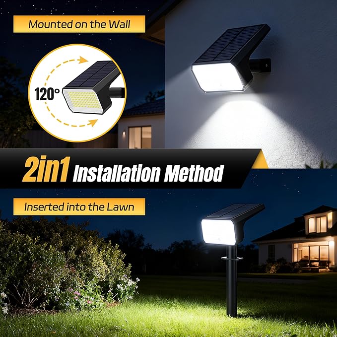 Solar Spot Lights Outdoor, [10 pack/118 LED] 4 Modes Auto On/Off Solar Landscape Spotlights, Ip67 Waterproof Solor Powered Pathway Lights for Outside Yard Garden Walkway Tree Patio (Cool White)