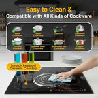 K&H 4 Burner 24 Inch Built-in Electric Stove Top Radiant Ceramic Cooktop SLIDER Touch Control 240V 7200W CE24-7206SL