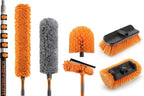 30 Foot High Reach Telescoping Duster Kit and Vinyl Siding Brushes with 5-24 ft Extension Pole // High Ceiling Cleaning and Window Washing kit // Exterior & Interior House and Gutter Cleaning Brush