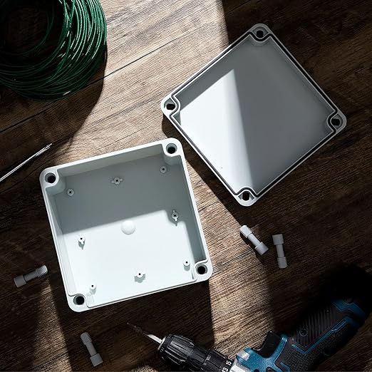 Kanayu Junction Box (6'' x 6'' x 3'') Electrical Conduit Box Waterproof IP65 Water Resistant ABS Plastic Dustproof Enclosure Protect Conduits Fitting Universal for Outdoor Electric Project Gray White