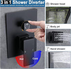 Enga Full Body Shower System with Body Jets, 12 Inch Powerful Rainfall Shower and Handheld Spray, Rough-in Mixer Valve Concealed Shower Faucet Set Complete, Matte Black