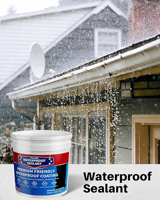 Polyurethane Waterproof Coating Black, 1 Gallon, Roof Sealant Waterproof Coating for Flat & Matal Roofs, Foundations, Concretes, Indoor and Outdoor Leak Repair Basement Sealer Waterproofing