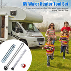Saillong 4 Pieces RV Water Heater Elements Include 1 Anode Rod 1 Electric Heater Element 1 Dual Hex Wrench and 1 Tape Replacement Kit Compatible with Suburban RV Parts