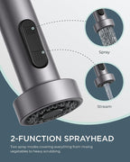 FORIOUS Kitchen Faucet with Pull Down Sprayer, Stainless Steel Commercial Single Handle Classic Spring Pull Out Sink Faucet for Pot Filler, Farmhouse Camper Bar Laundry Room, Grey