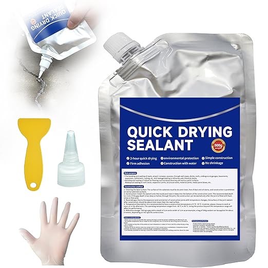 Concrete Crack Filler and Sealant, Quick Drying High Elasticity Cement Crack Filler, Waterproof Repair, Self-Leveling Concrete Slab Repair for Driveway, Patio (Gray, 17.64 OZ)