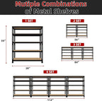 5-Shelf Heavy Duty Shelving - Adjustable Garage Storage Shelves, Metal Utility Storage Racks for Warehouse Pantry Basement Kitchen, Garage Organizers Shef Unit, Black, Packs of 2