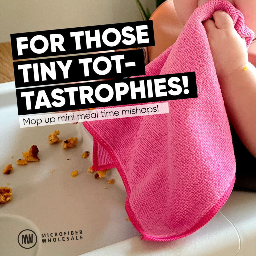 Microfiber Cleaning Cloth - 12 Pack | Better Quality All Purpose Towels | Great for Home, Clean, Dust, Polish | Soft, Absorbent, Durable | Wash 100s of Times | Pink Purple Blue