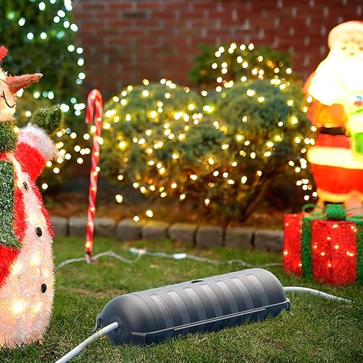 RESTMO Outdoor IP44 Waterproof Electrical Box, Weatherproof Extension Cord Cover, Safety Seal Enclosure to Protect Power Connections, Holiday Light Decorations, Power Tools, Fountains, Gray