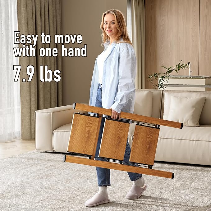 3 Step Ladder,Aluminum Folding Step Stool for Adults,Step Ladder with Wide Anti-Slip Pedal,330 lbs Capacity for Home,Office,Kitchen,Library(Woodgrain