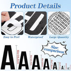 Letter Stickers Small Alphabet Stickers Numbers and Letters Self Adhesive Vinyl Waterproof Sticker for Scrapbooking, Water Bottles,Cup,Mailbox Address,Sign,DIY Crafts Art (Black, 0.5 Inch)