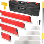 Drywall Skimming Blade Set with 30" - 48" Extension Handle 10in/16in/24in/32in Stainless Steel Skimming Blades for Wall Surface Smoothing Drywall Plaster Wallboard Includes Replaceable Blades