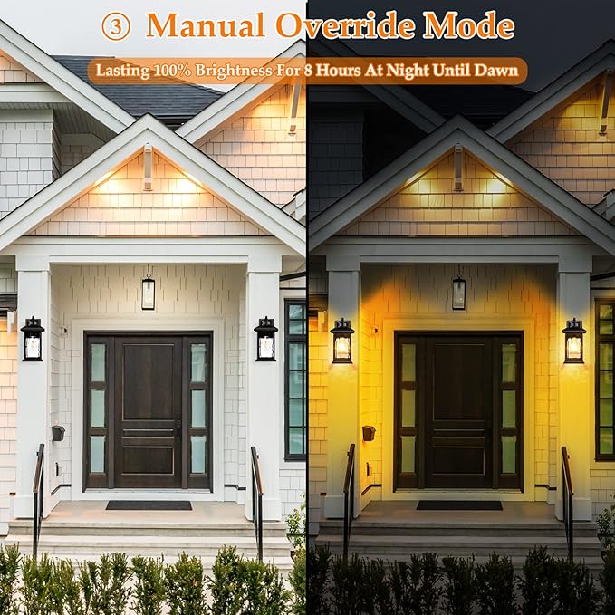 2 Packs Motion Sensor Outdoor Sconce - Advanced Dusk to Dawn Outdoor Lighting, Retro Motion Sensor Porch Light Fixtures, Black Waterproof Exterior Lantern Wall Mount for Garage, Outside, Anti-Rust