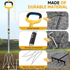 Pitchfork for Gardening, 48.5" Extendable Stainless Steel Garden Pitchfork with Handle, Suitable for Digging, Fertilizing, Transplanting, Multifunctional Garden Fork - 3 Tines