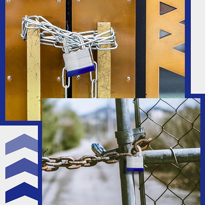 Lock Outdoor Padlocks, Laminated keyed Padlock, 1-9/16 in Wide Body, Padlock Set with Keys (2Pack)