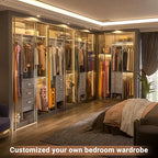 4FT Small Closet System with 3 Fabric Drawers, 48'' Closet Organizer System With 3 Adjustable Shelves, Flexible Built-In Clothes Garment Rack for Small Space, 48" L x 13" W x 71" H, Grey